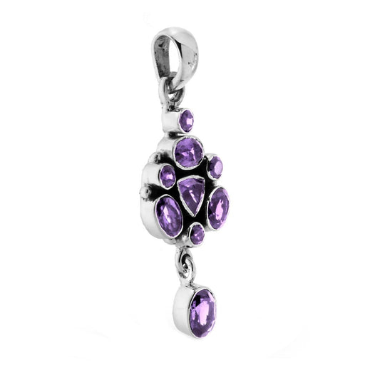 Ciondolo Etnico con Accessorio a forma geometrica con Pietre Ametista.