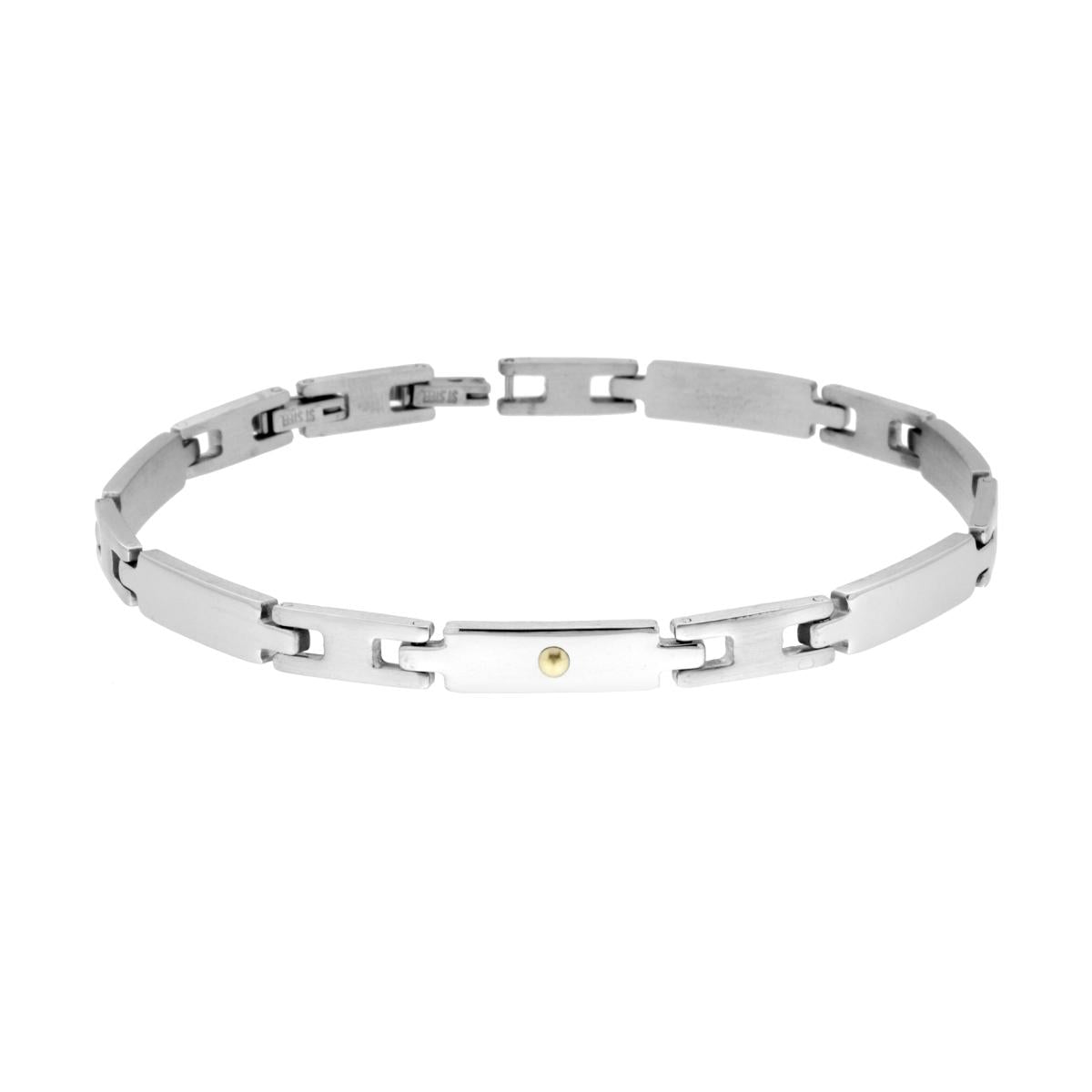 Bracciale Uomo Catena Imperniata con Punti colore Oro in ACCIAIO