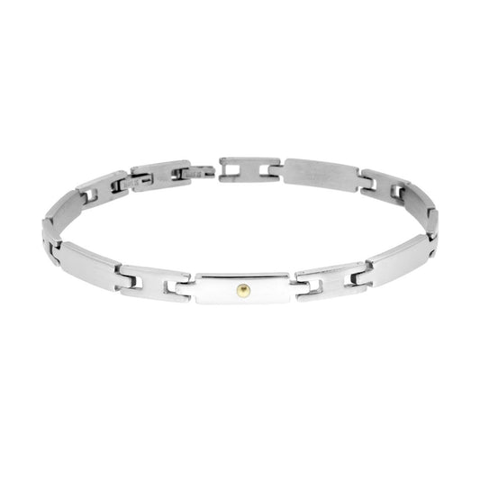 Bracciale Uomo Catena Imperniata con Punti colore Oro in ACCIAIO