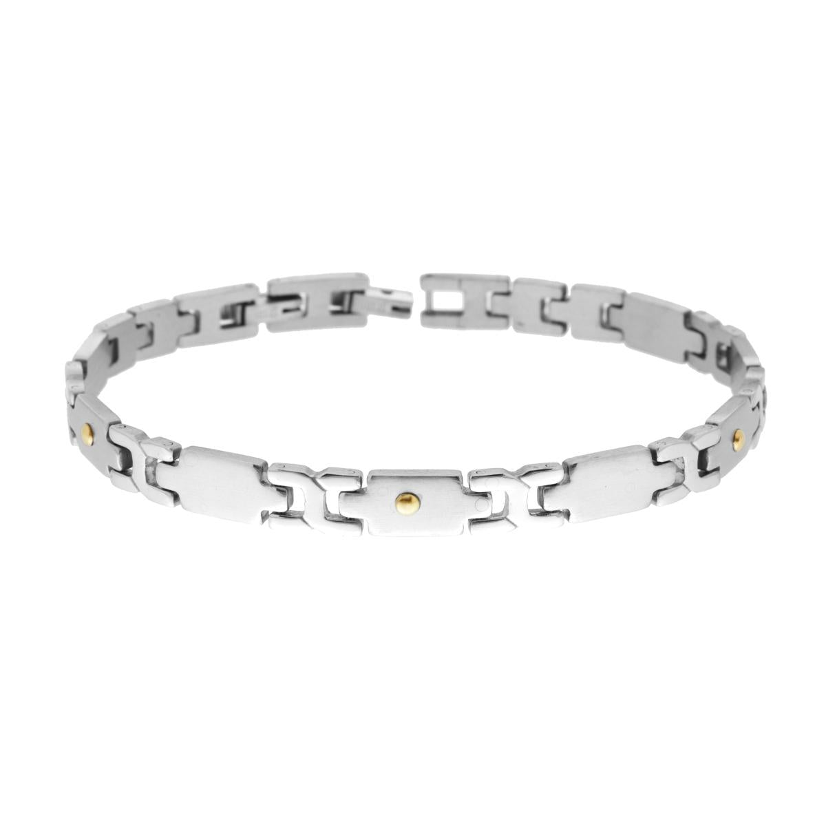 Bracciale Uomo Imperniato con Catena Acciaio e Punti Oro in ACCIAIO