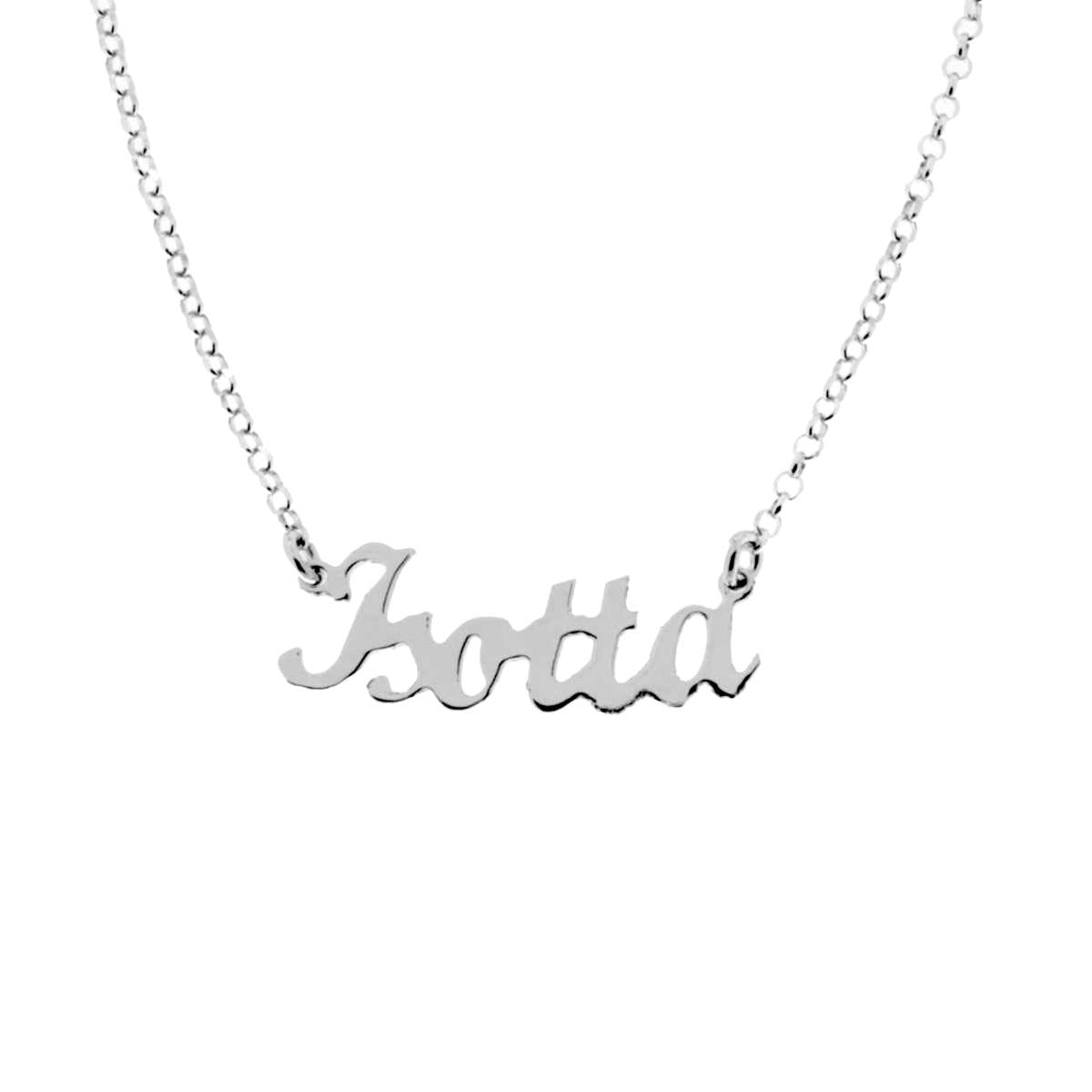 Collana nome Isotta in corsivo in ARGENTO 925 Galvanica Rodio