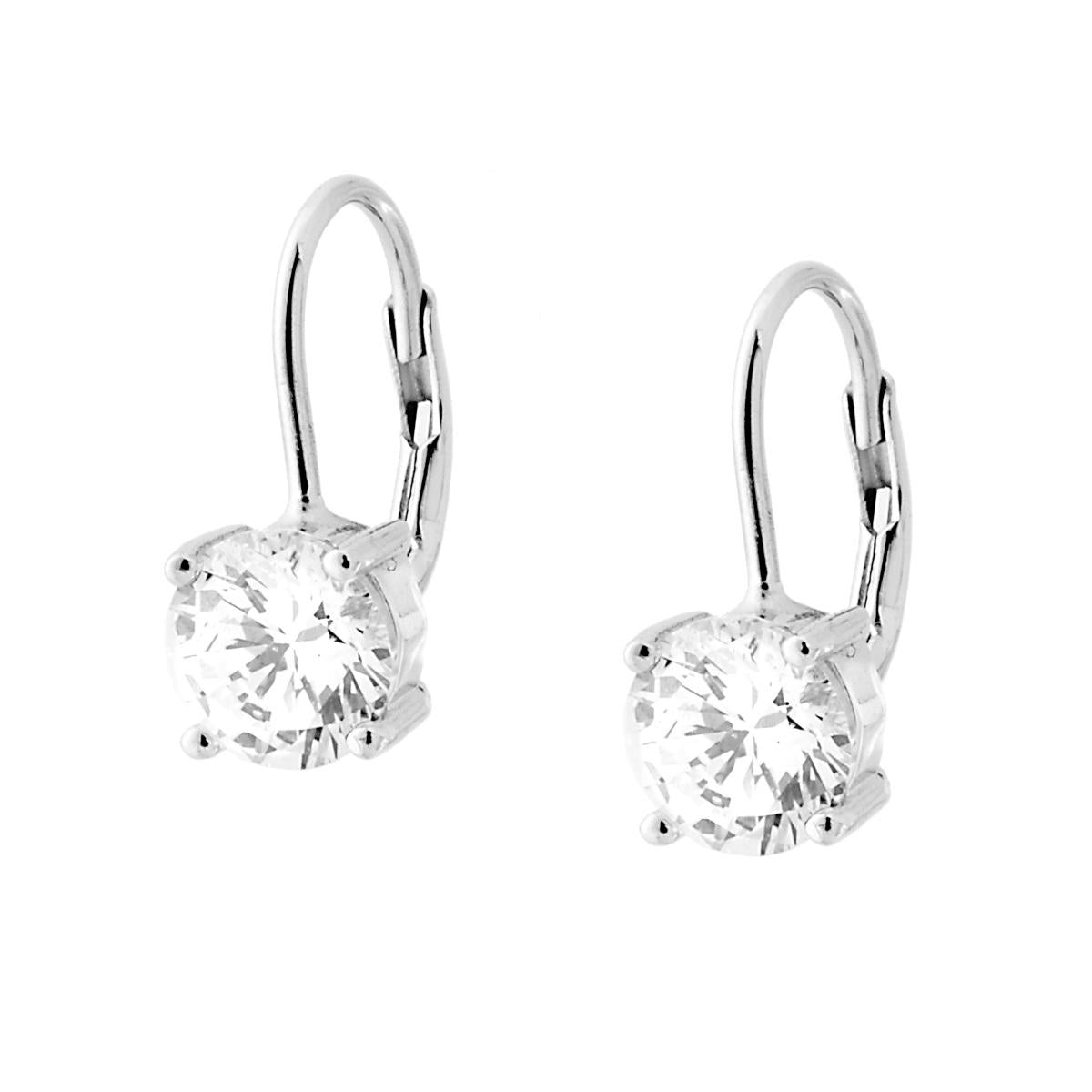 Orecchini Monachella Punto Luce tondo Zircone Bianco mm 7 in ARGENTO 925 Galvanica Rodio