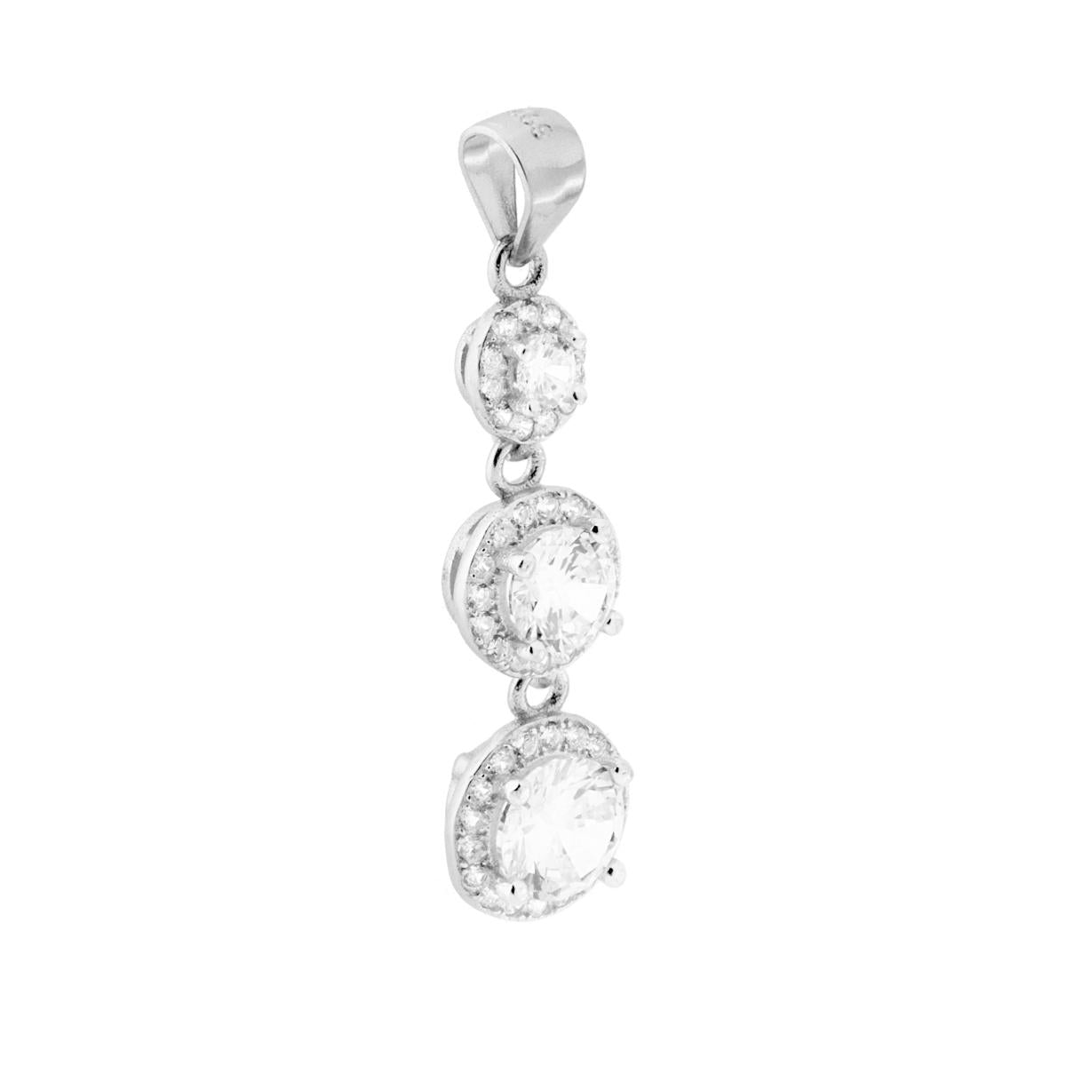 Ciondolo Trilogy con Zirconi a forma Tonda colore Bianco.