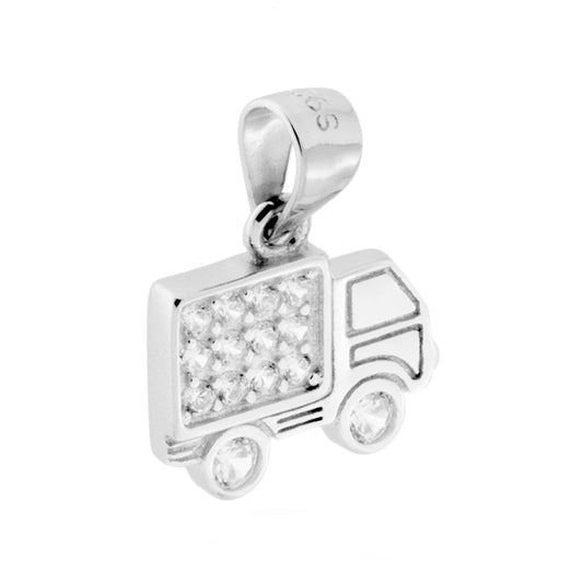 Ciondolo a forma di Camion Furgone con Zirconi Bianchi.