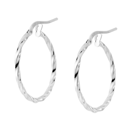 Orecchini Cerchio mm 25 con canna ritorta mm 1.8 in ARGENTO 925 Galvanica Rodio