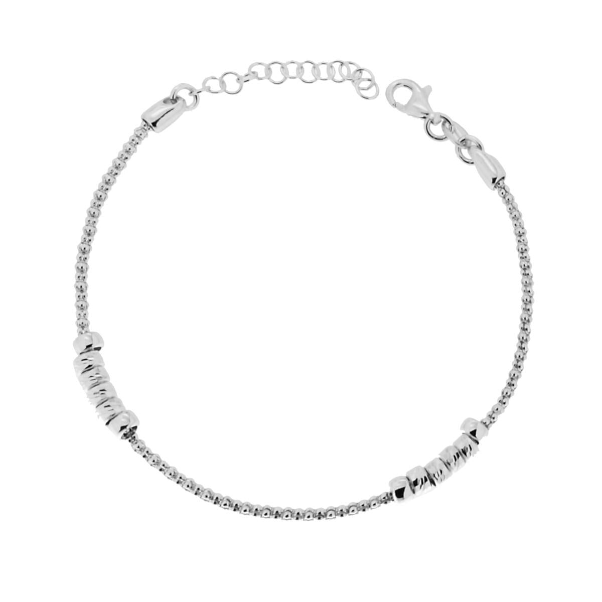 Bracciale Catena Coreana con dischi diamantati in ARGENTO 925 Galvanica Rodio