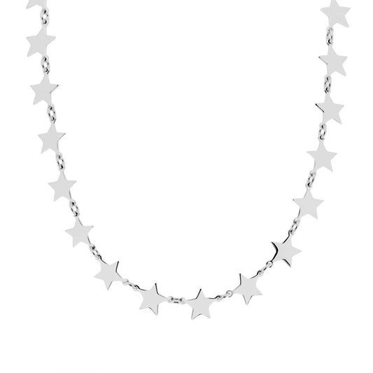 Collana Catena di Stelle in ARGENTO 925 Galvanica Rodio