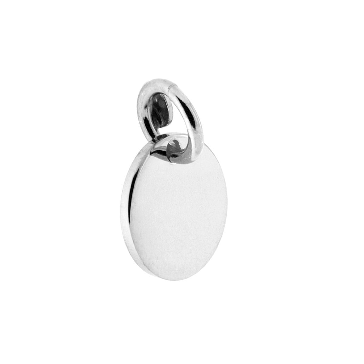 Ciondolo Piastrina Medaglietta Tonda con finitura piatta, liscia e lucida.<BR>Made in Italy<BR>