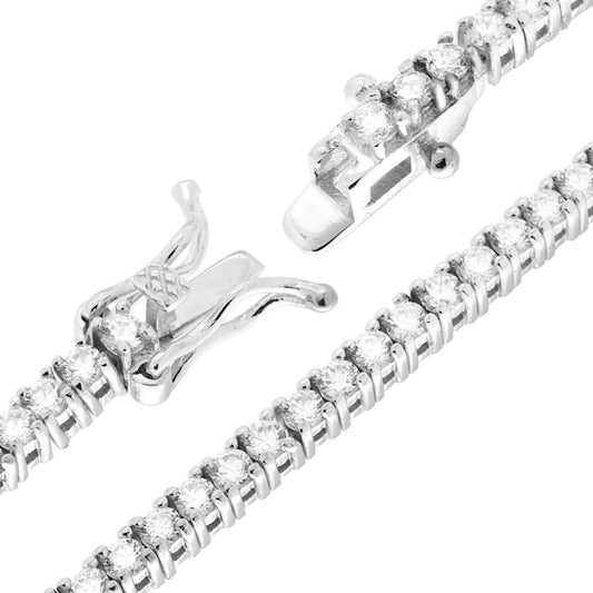 Bracciale Tennis Griffe cm 20 con Zirconi mm 2 Bianchi in ARGENTO 925 Galvanica Rodio