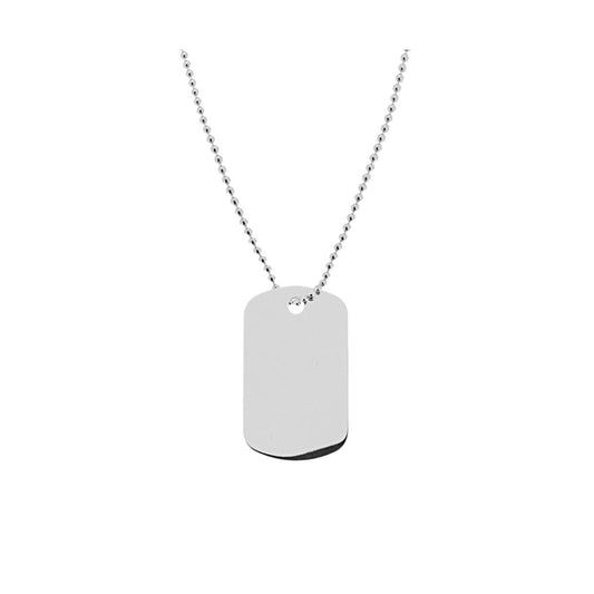 Collana con pendente Piastra Militare Plain in ARGENTO 925 Galvanica Rodio
