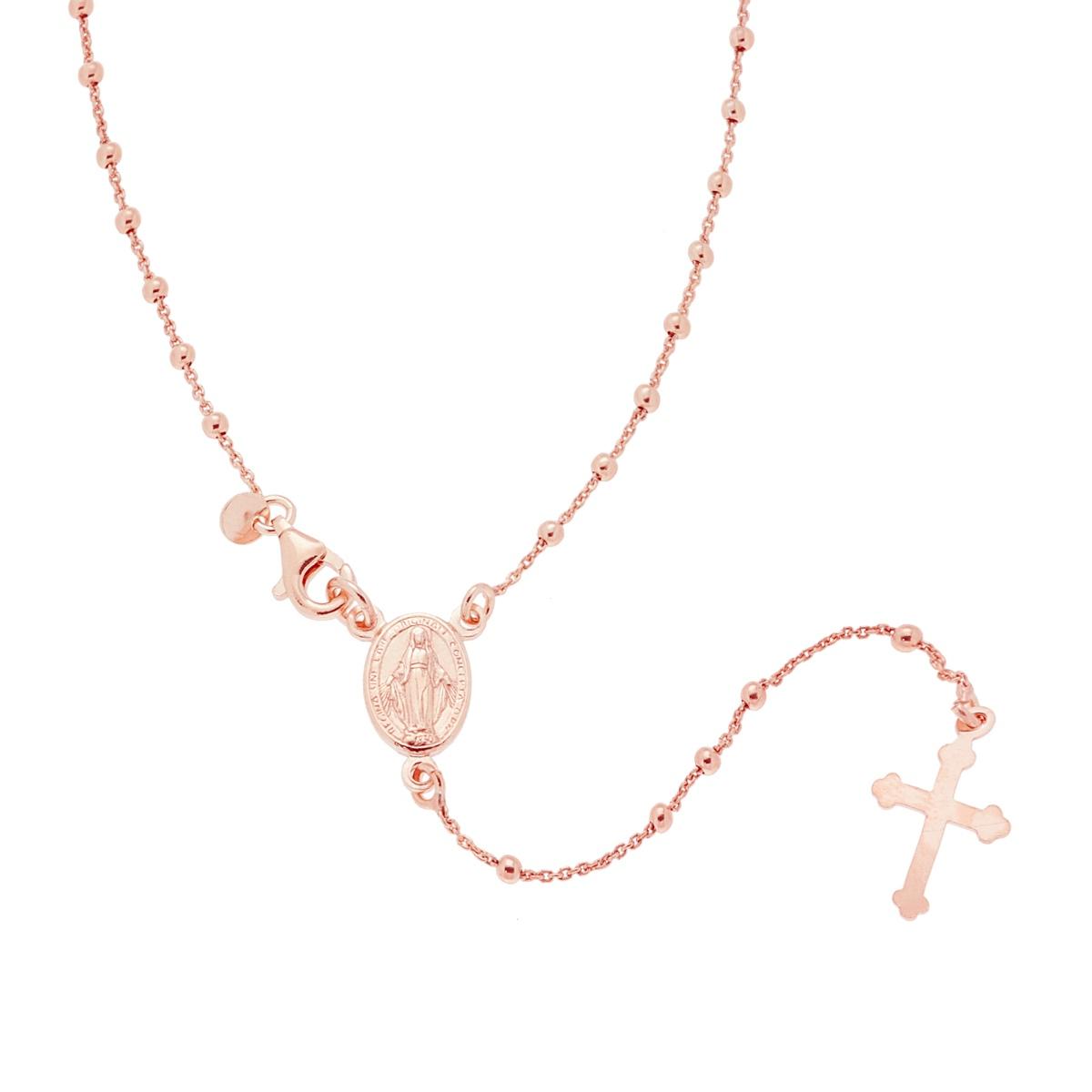 Collana Rosario cm 45 con Grani a pallina mm 2 in ARGENTO 925 Galvanica Rosa