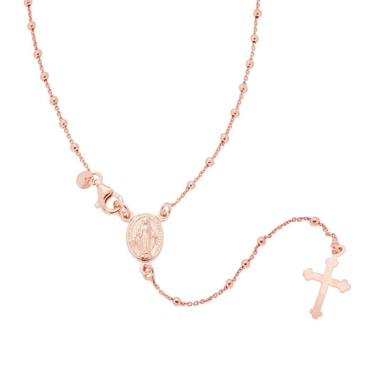 Collana Rosario cm 45 con Grani a pallina mm 2 in ARGENTO 925 Galvanica Rosa