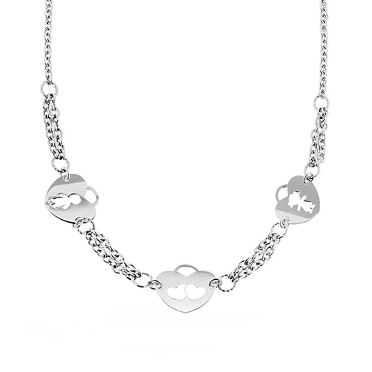 Collana Catena Rolo con Cuori Bimba Bimbo in ARGENTO 925 Galvanica Rodio