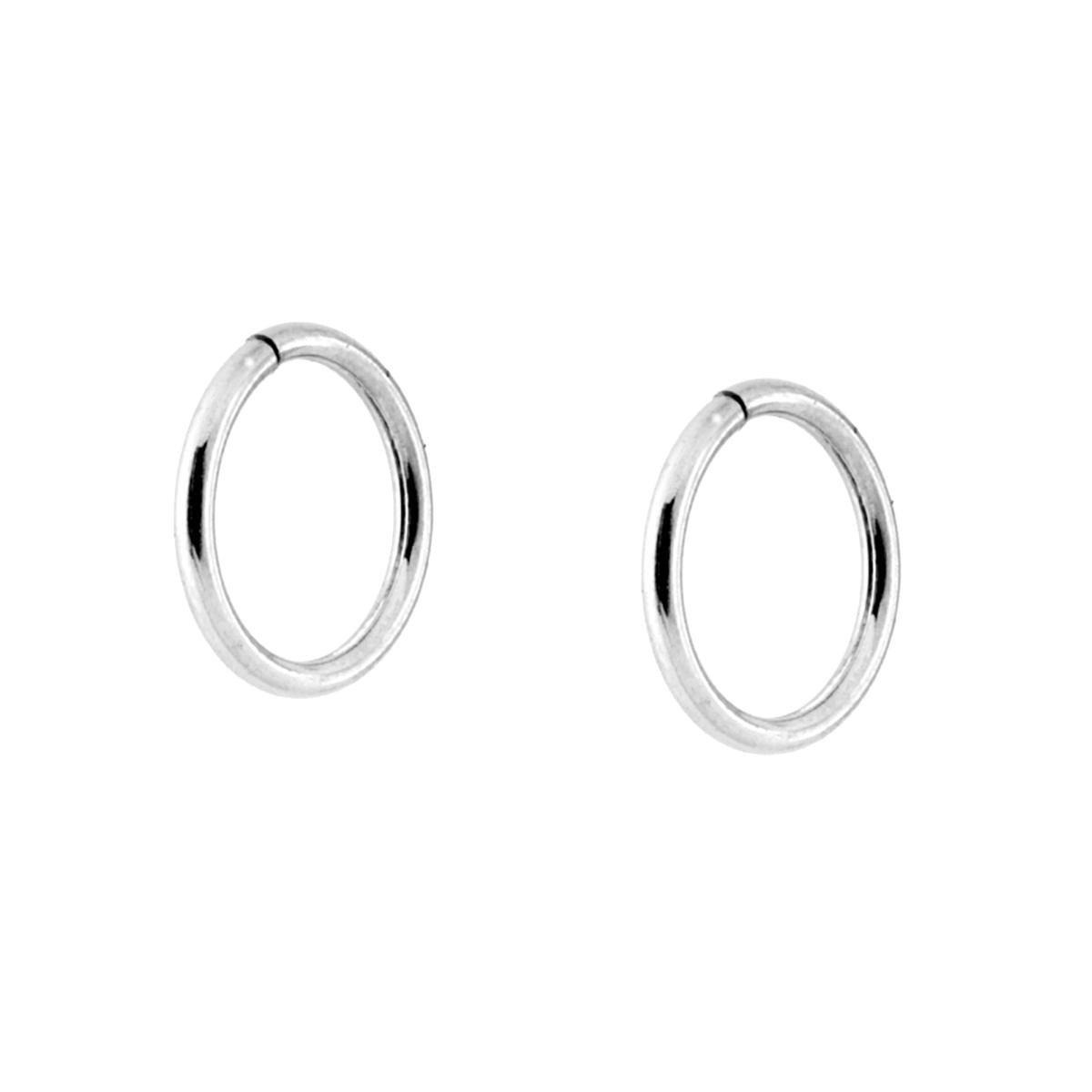 Orecchini Cerchio mm 10 con canna tubolare mm 1.2 in ARGENTO 925 Galvanica Rodio