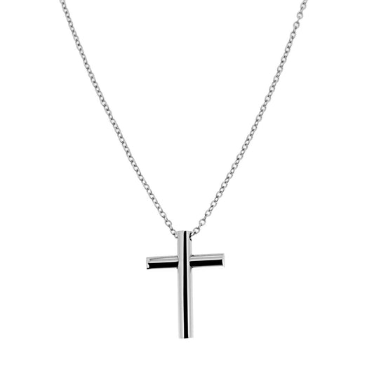 Collana Catena Forzatina con Croce Pendente in ACCIAIO