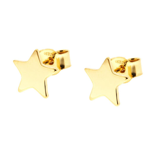 Orecchini Stella Plain mm 9,4 in ARGENTO 925 Galvanica Oro