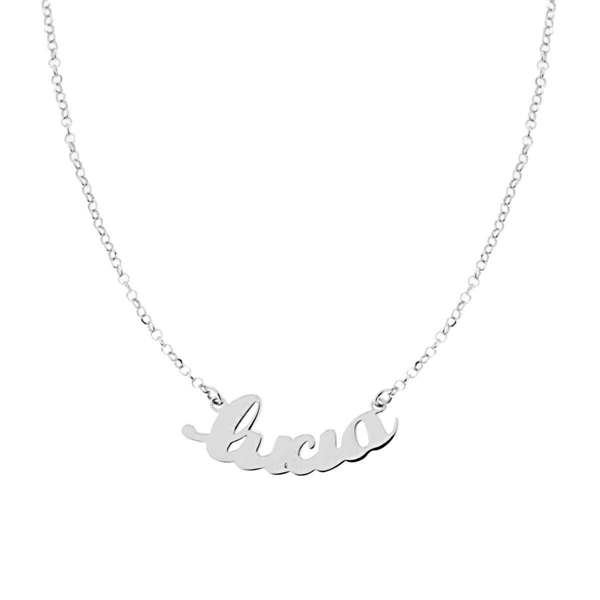 Collana Catena Rolo Diamantata con Nome lucia in ARGENTO 925 Galvanica Rodio
