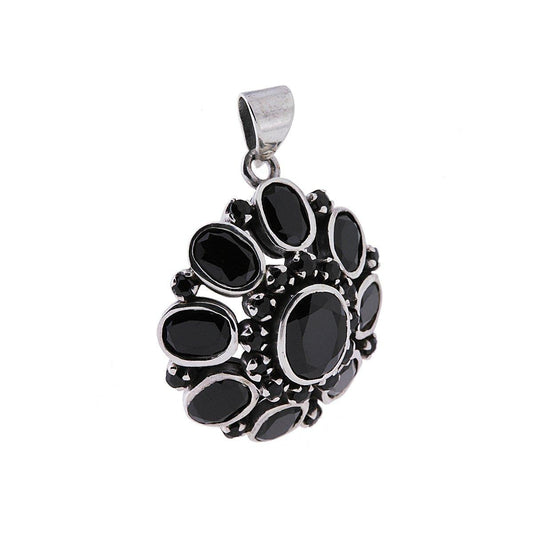 Ciondolo Etnico a forma di Fiore con pietre Ovali in Onice.