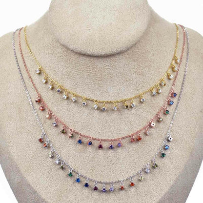 Collana Punto Luce in Argento 925 con zirconi pendenti