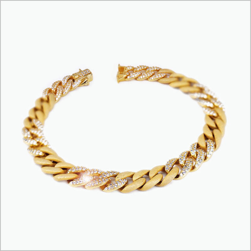 Bracciale a maglia groumette in Argento 925 satinato con zirconi