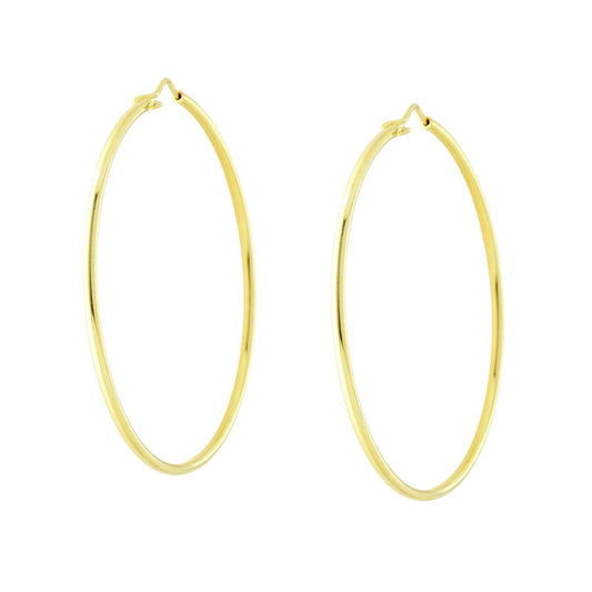 Orecchini a Cerchio Liscio 62 mm con canna mm 2 in ARGENTO 925 Galvanica Oro