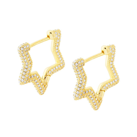 Orecchini Stella con Zirconi Bianchi in ARGENTO 925 Galvanica Oro