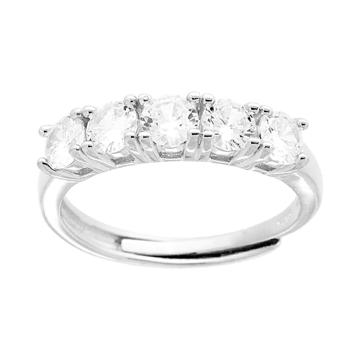 Anello Veretta con Cubic Zirconia Bianchi mm 4 in ARGENTO 925 Galvanica Rodio