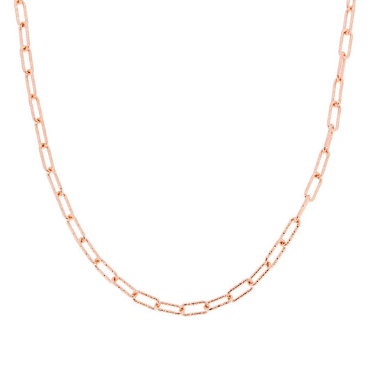 Collana Catena modello Graffetta Diamantata con Maglia Rettangolare cm 36+4 in ARGENTO 925 Galvanica Rosa