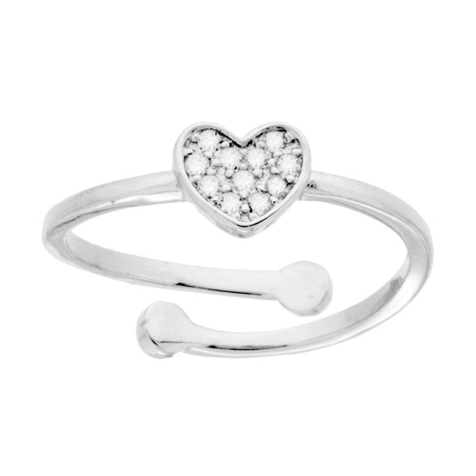 Anello Cuore con Cubic Zirconia Bianchi in ARGENTO 925 Galvanica Rodio