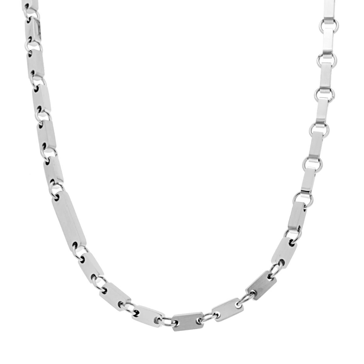 Collana Catena con Rettangoli Satinati e Lucidi cm 50 in ACCIAIO