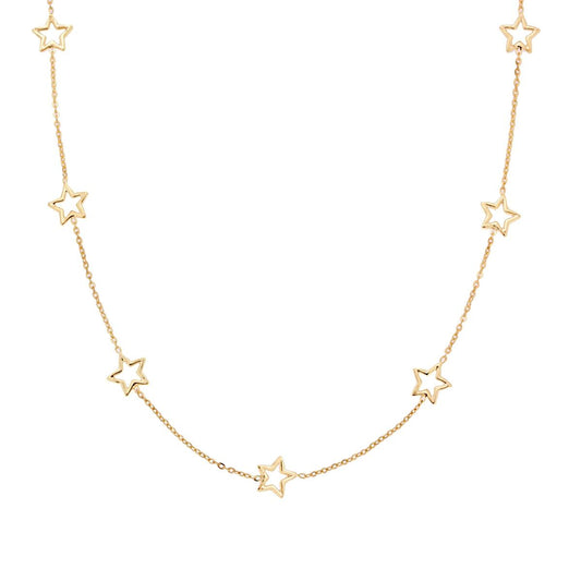 Collana Catena Forzatina Diamantata con Stelle in ARGENTO 925 Galvanica Oro