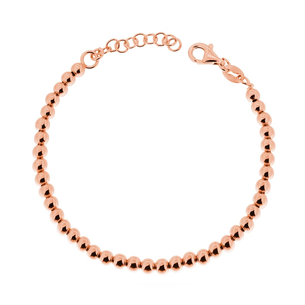 Bracciale Catena con Palline Lisce mm 4 in ARGENTO 925 Galvanica Rosa
