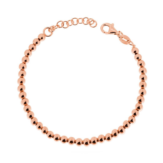 Bracciale Catena con Palline Lisce mm 4 in ARGENTO 925 Galvanica Rosa