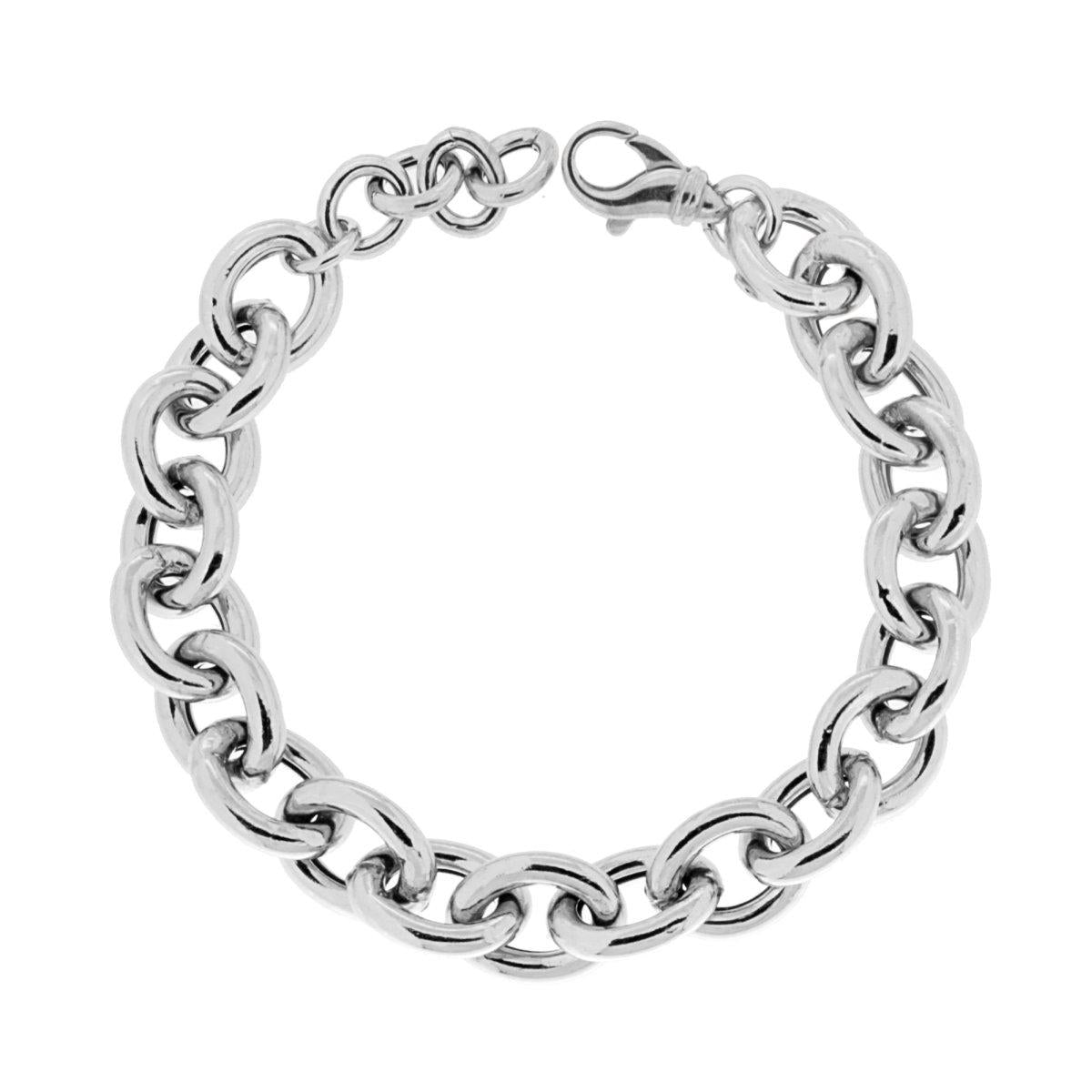 Bracciale Catena Ovale mm 12 cm 19+2 in ARGENTO 925 Galvanica Rodio