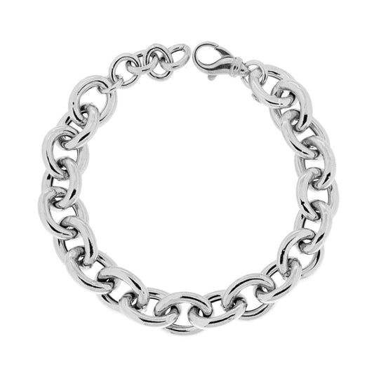 Bracciale Catena Ovale mm 12 cm 19+2 in ARGENTO 925 Galvanica Rodio