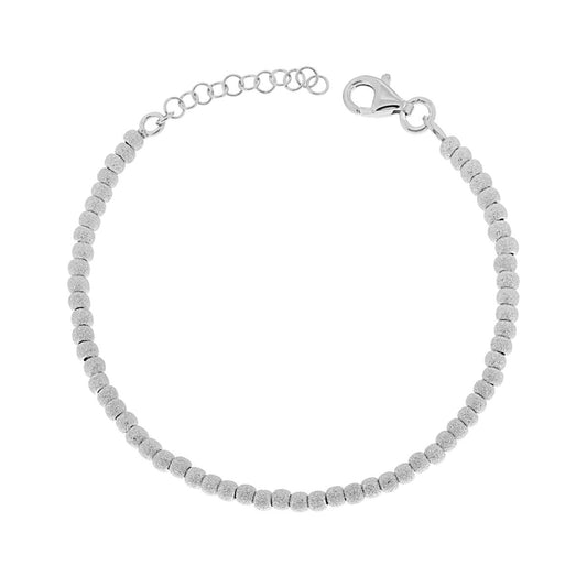Bracciale Catena con Palline Satinate mm 3 in ARGENTO 925 Galvanica Rodio