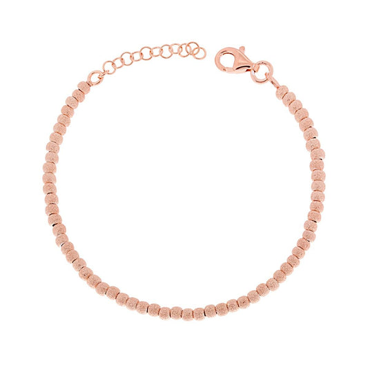 Bracciale Catena con Palline Satinate mm 3 in ARGENTO 925 Galvanica Rosa