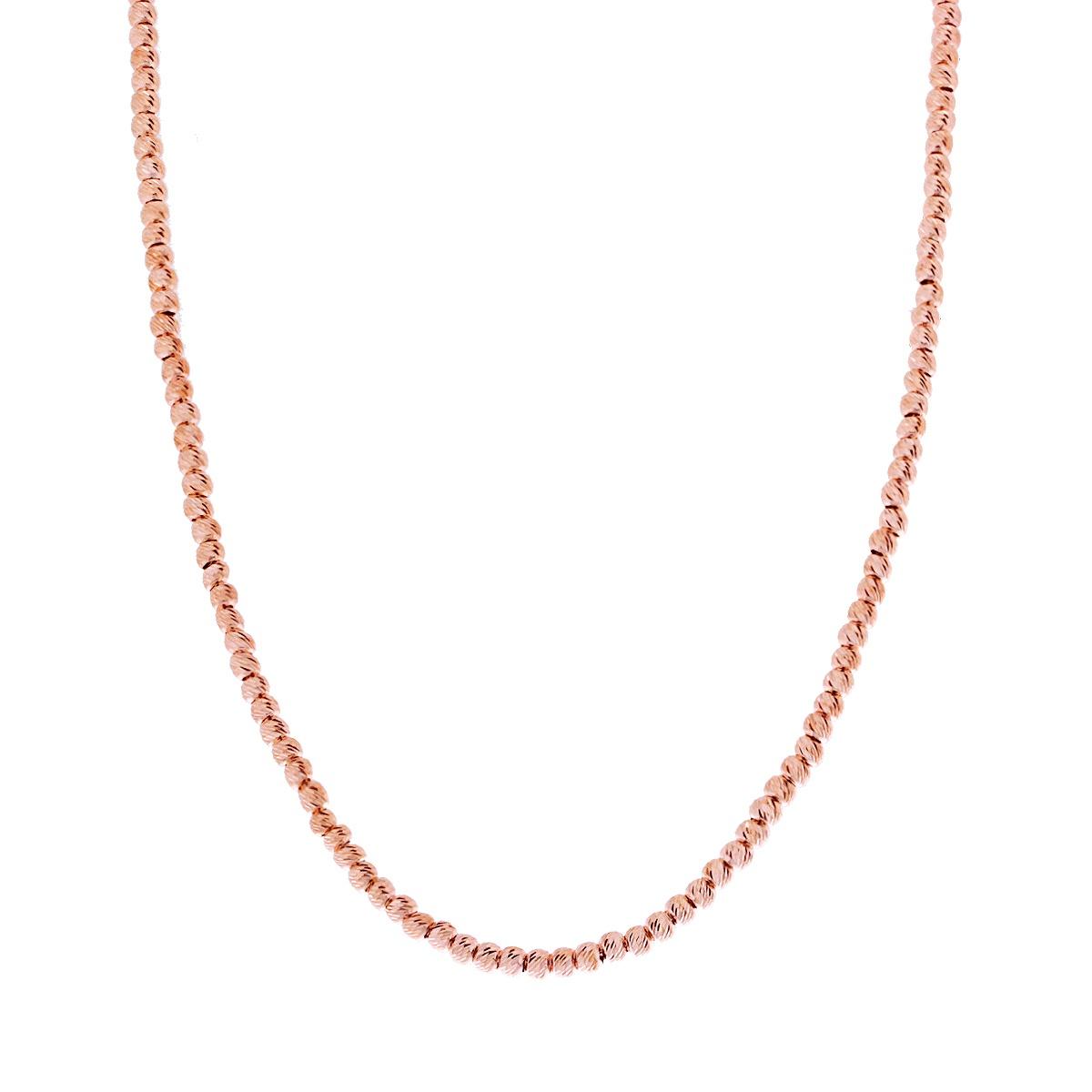 Collana Catena con Palline Sfere Diamantate mm 3 in ARGENTO 925 Galvanica Rosa