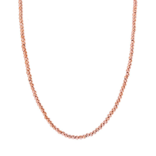 Collana Catena con Palline Sfere Diamantate mm 3 in ARGENTO 925 Galvanica Rosa