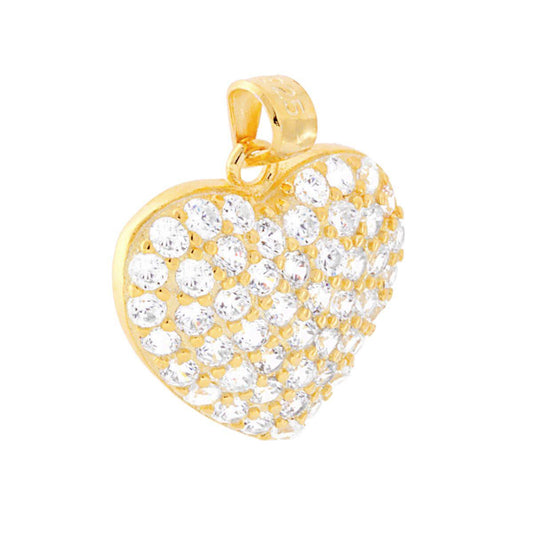 Ciondolo a forma di cuore con zirconi bianchi incastonati.