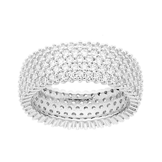 Anello Fascia Fascione con Cubic Zirconia Bianchi in ARGENTO 925 Galvanica Rutenio