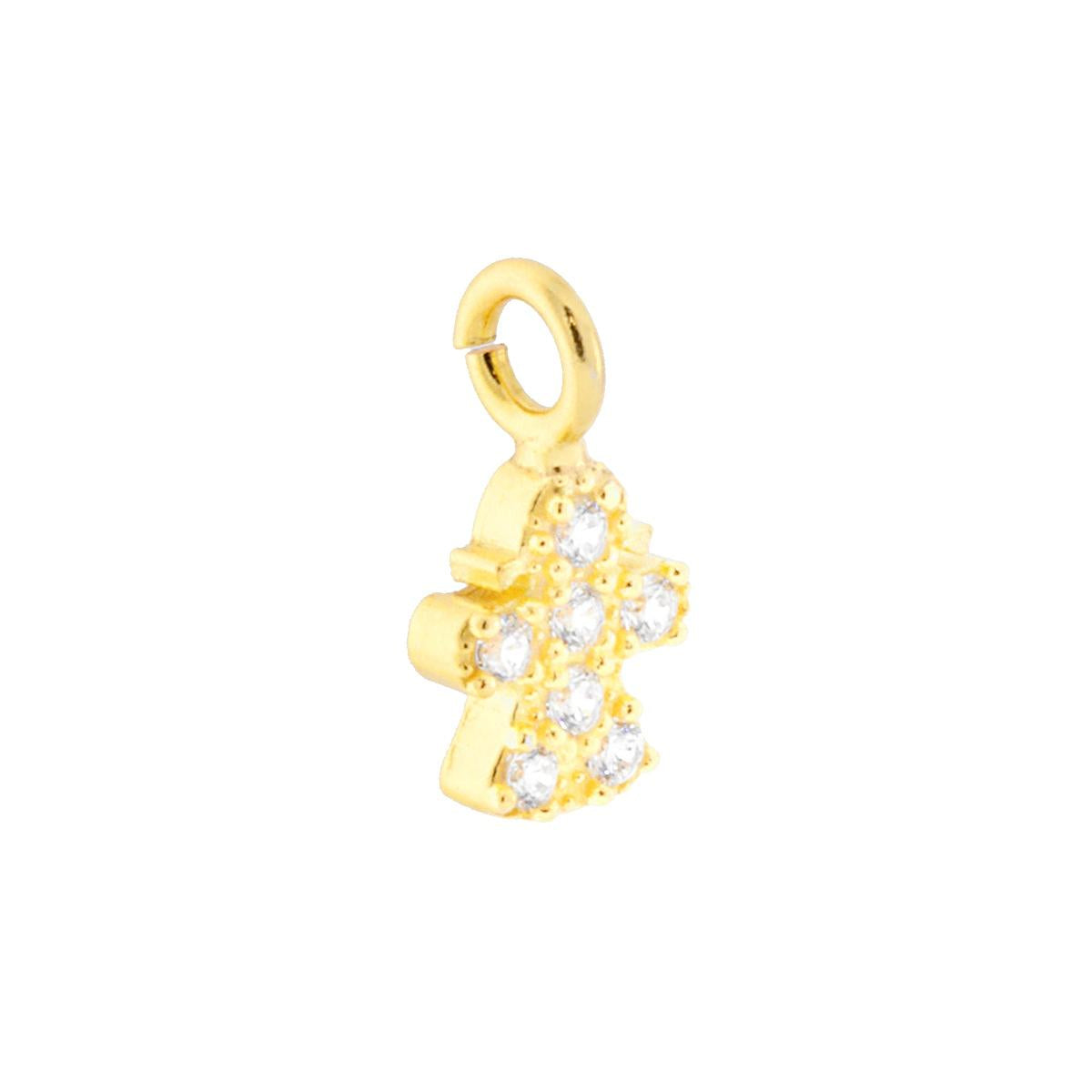 Ciondolo a forma di Bimba con zirconi bianchi incastonati.<BR>Made in Italy