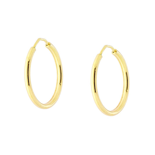 Orecchini a Cerchio Liscio mm 20 sezione canna mm 1.7 in ARGENTO 925 Galvanica Oro