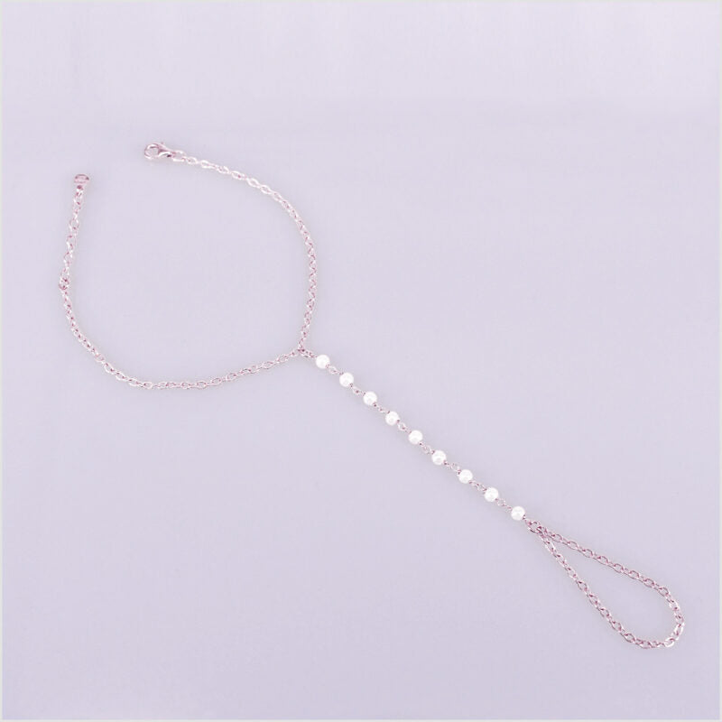 Bracciale baciamano in Argento 925 con catena rosario e perle di Maiorca