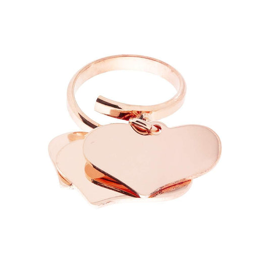 Anello Amore Love con tre Cuori pendenti plain mm 23 in ARGENTO 925 Galvanica Rosa