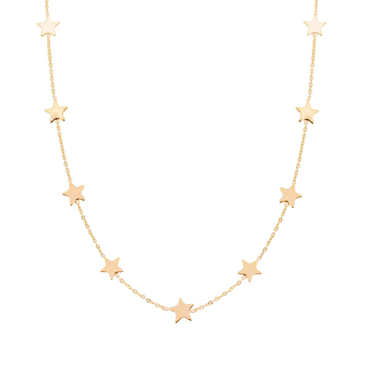 Collana catena Forzatina con Stelle plain in ARGENTO 925 Galvanica Oro