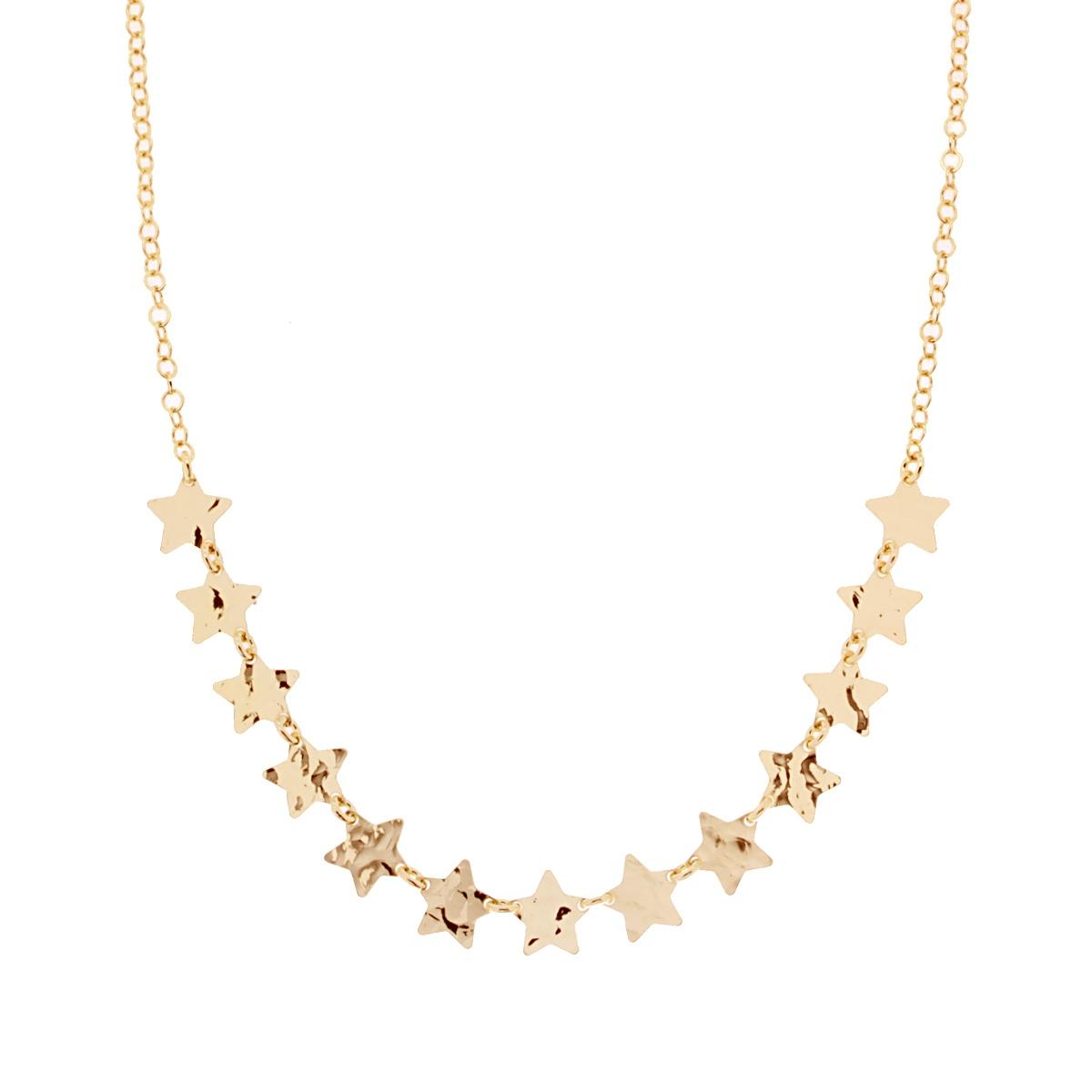 Collana Catena Rolo con Stelle piatte martellate in ARGENTO 925 Galvanica Oro