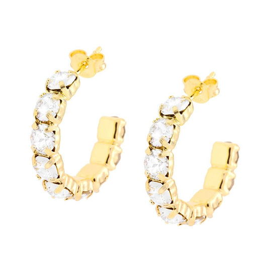 Orecchini con Crystal Bianchi taglio Swarovski in ARGENTO 925 Galvanica Oro