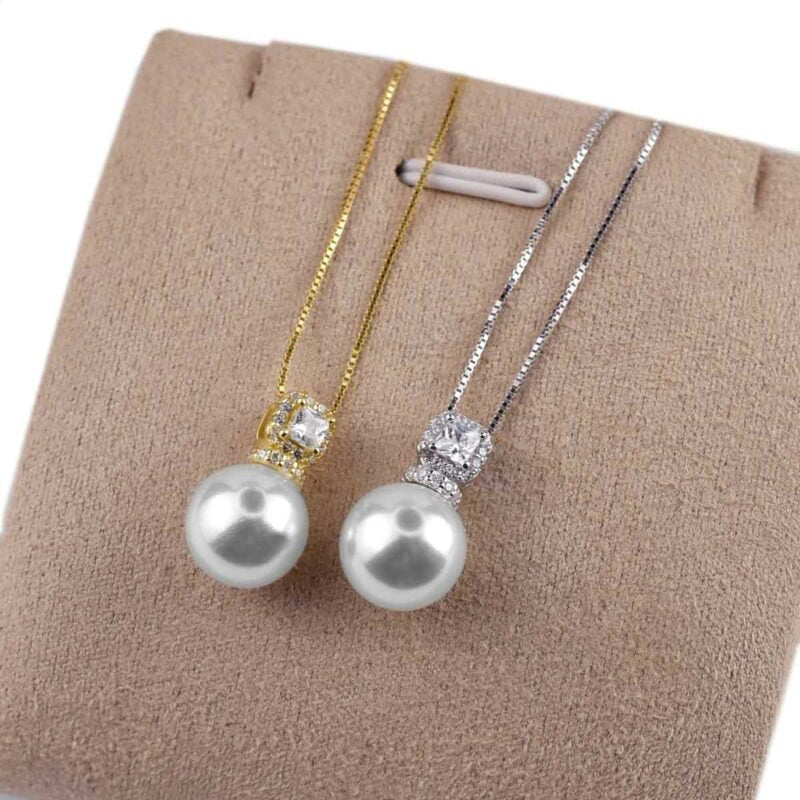 Collana Ciondolo in Argento 925 con Perla Di Fiume e Zircone