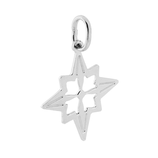 Ciondolo Plain a forma di Rosa dei Venti con finitura lucida e disegno dettagli in lavorazione laser.<BR>Made in Italy